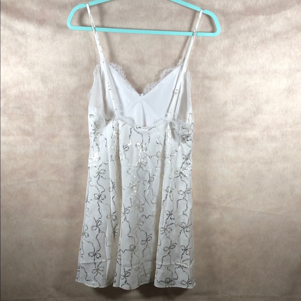 LoveShackFancy x VS PINK Ivory with Gold Bow Balletcore Babydoll Slip Mini Dress - Picture 8 of 8